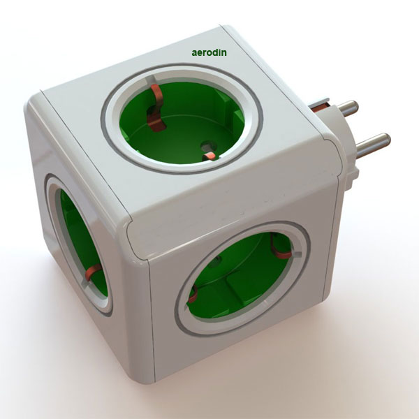 Powercube Πολύπριζο 5 θέσεων πράσινο